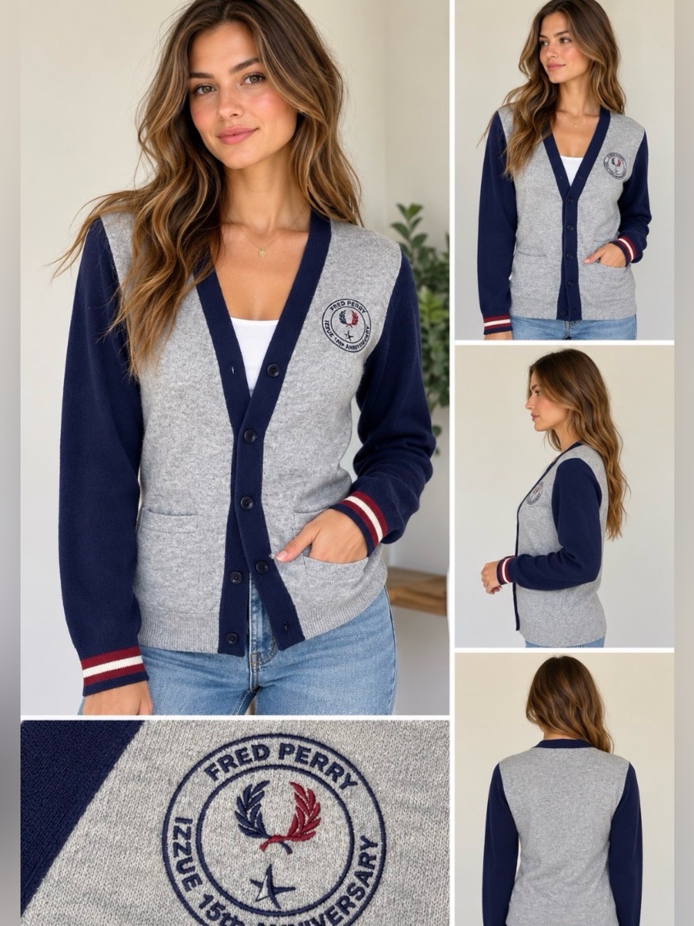 Fred Perry x Izzue 15th Anniversary Lambswool Cardigan XS 2014 Rare